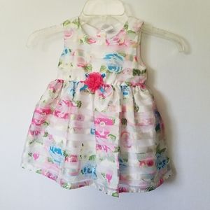 George Toddler Girl White Multi Color Floral Sleev